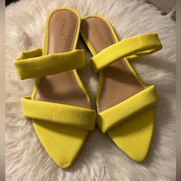 Shoe Dazzle Shoes Highlighter Yellow Sandals Poshmark